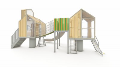 木質攀爬網(wǎng)小屋主題兒童